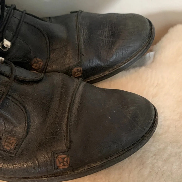 Charles David Knee High Tall Black Leather Lace-Up Boots 7 - Picture 4 of 13